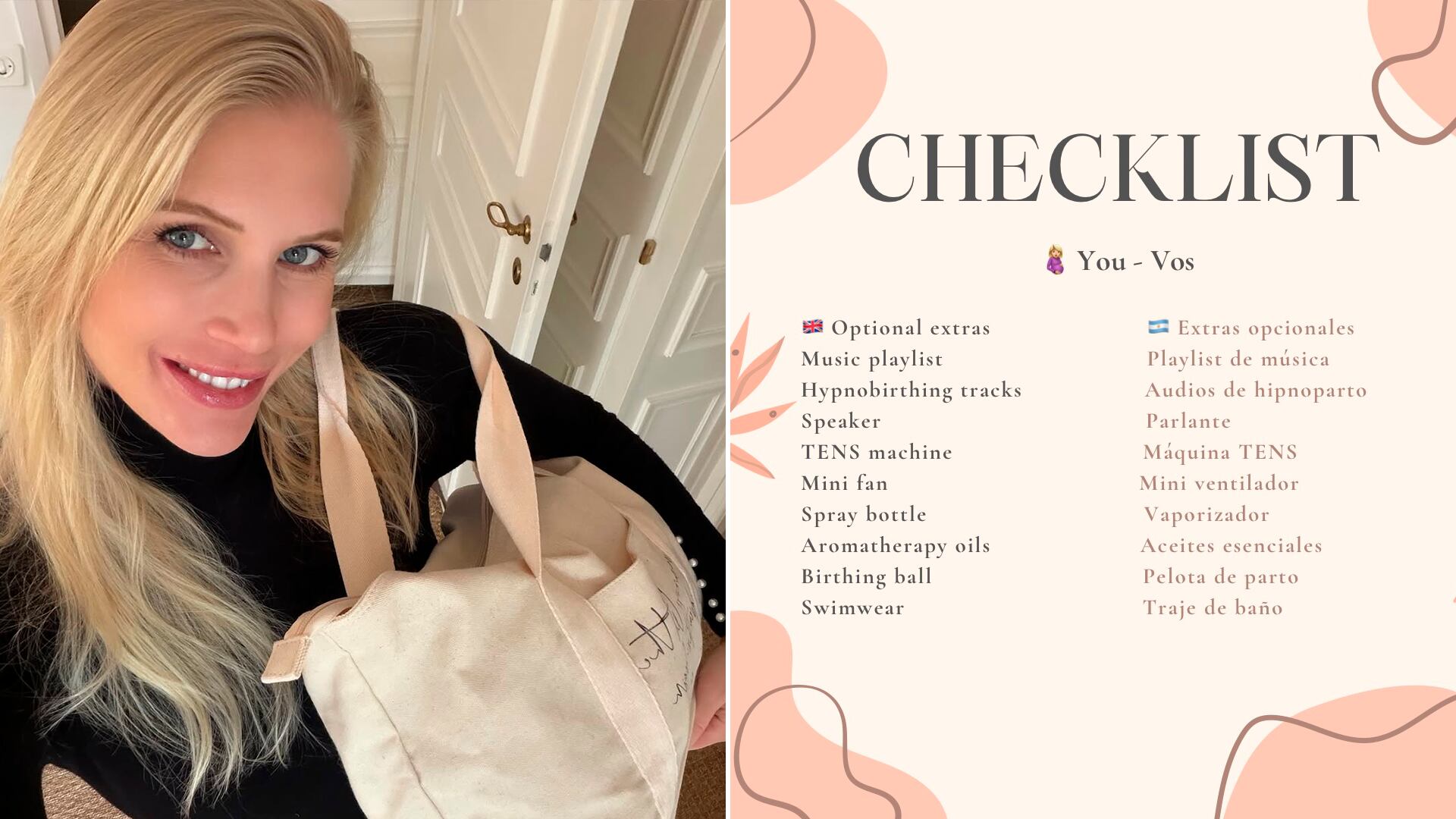 El checklist de maternidad completo que armó Daniela Christiansson: desde audios de hipnoparto y traje de baño a máquina TENS