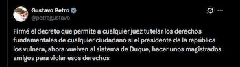Gustavo Petro - crédito @petrogustavo/X