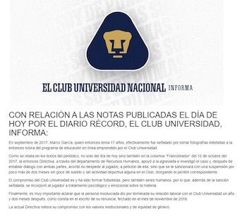 Comunicado del Club (Foto: Twitter)