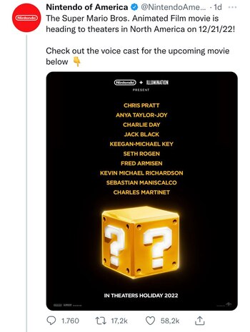 Tomado de Twitter @NintendoAmerica