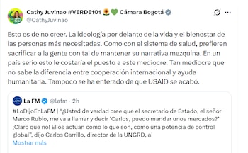 La congresista Cathy Juvinao rechazó