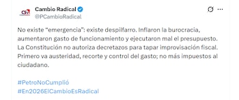 Cambio Radical cuestiona la legitimidad