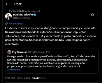 Daniel Briceño también le respondió