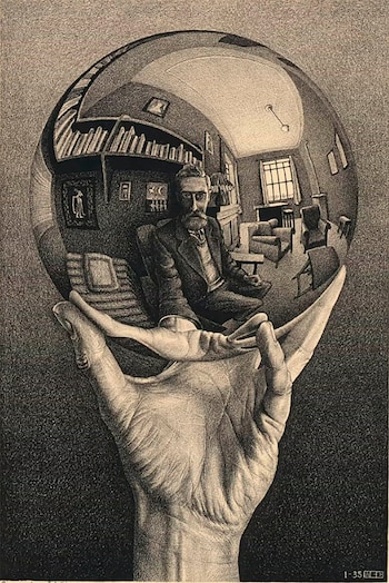 "Mano con esfera reflectante" (1935),