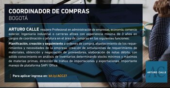 Vacante de coordinador de compras