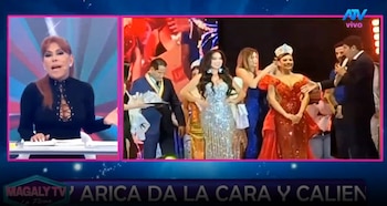 Milett Figueroa recibe duras críticas luego de equivocarse en la elección de la reina del Miss Morropón. Captura: Magaly TV La Firme.