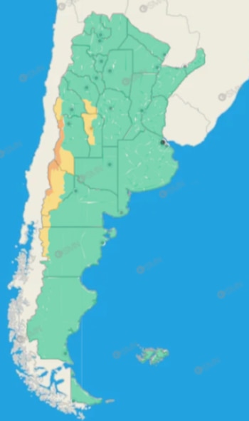 Hay alerta amarilla y naranja para siete provincias (Foto: SMN)