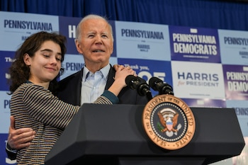 U.S. President Joe Biden hugs