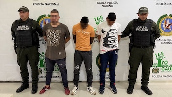 Mientras se adelantaba el operativo de rescate en Putumayo, en Ipiales (Nariño) fueron detenidas tres personas que tendrán que responder por su relación con el secuestro de los dos ciudadanos ecuatorianos - crédito Gaula/Policía Nacional