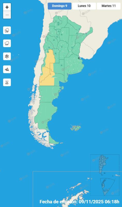 Las alertas amarillas para hoy.