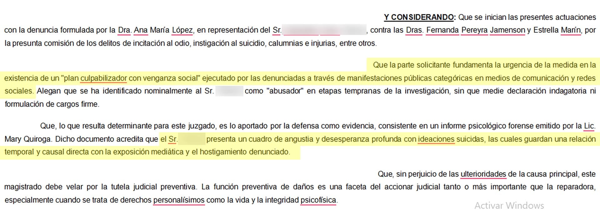 La medida cautelar dice que el acusado “presenta un cuadro de angustia y desesperanza profunda con ideaciones suicidas