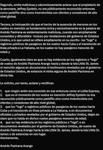 El exmandatario pidió aclarar cuatro