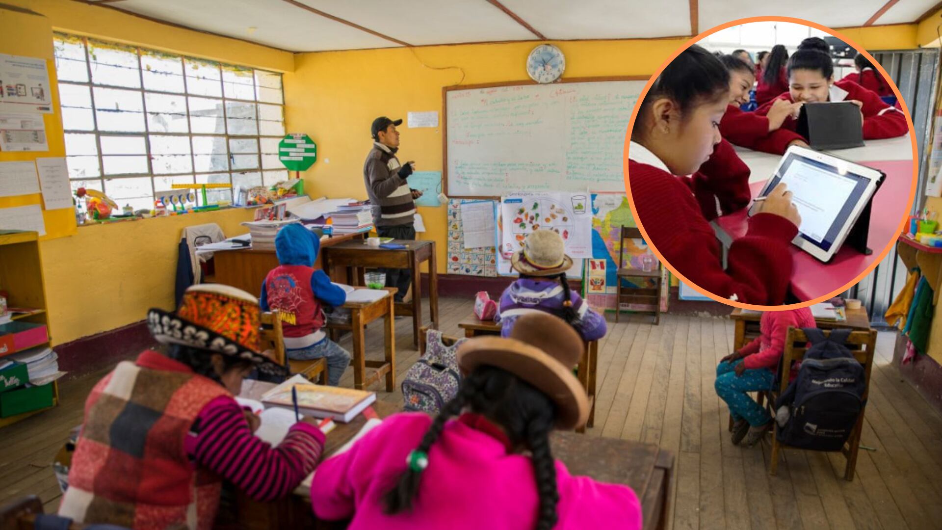 El aprendizaje de las niñas, niños y adolescentes en el Perú se ve afectado por la desigualdad traducida en la falta de acceso a la conectividad, materiales educativos, entre otros|Andina/Composición Infobae