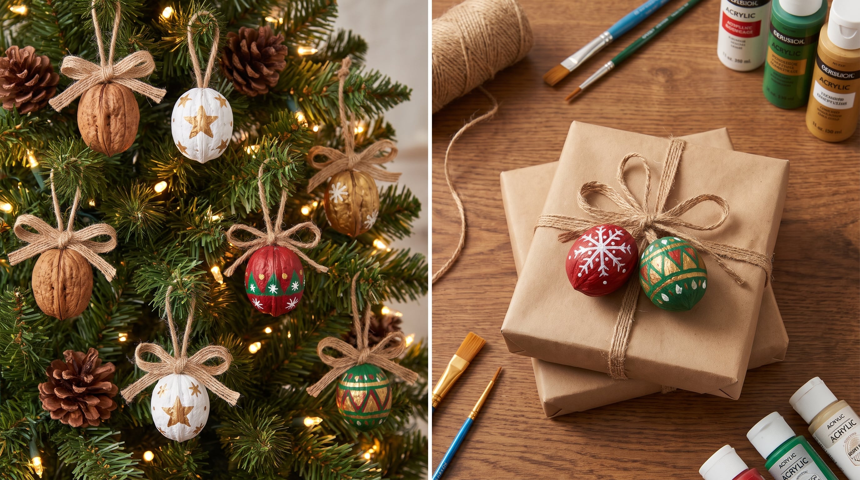 Las cáscaras de nuez se convierten en adornos navideños y marcasitios caseros. (Imagen Ilustrativa Infobae)