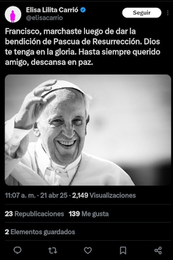 Elisa Carrió despidió a su