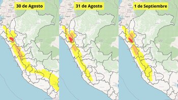 Senamhi lanza alerta amarilla, naranja