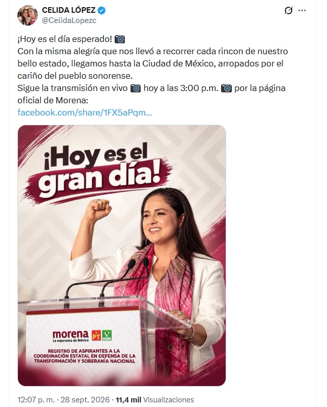 El mensaje que posteó horas antes de conocer los resultados. (Captura de pantalla)