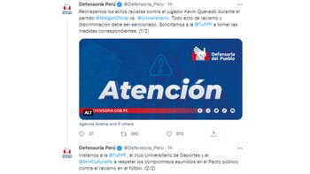 Defensoría del Pueblo se pronunció