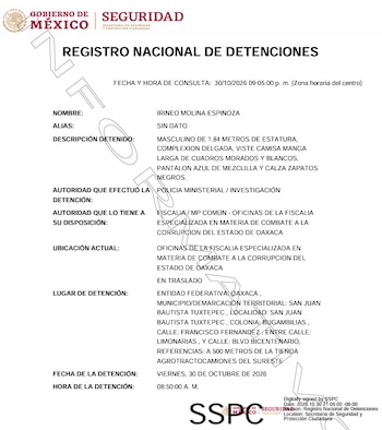 La captura se realizó a las 8:50 de la mañana. Crédito: SSPC