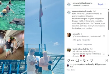 Johnson visitó el oceanario ubicado en islas del Rosario - crédito @oceanarioislasdlrosario/IG