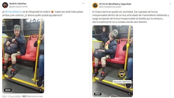 Pasajero con atuendo de “El Chavo del 8” protagonizó incidente dentro de un bus de Transmilenio - crédito @patrudelanoche/X - @RUTA50MOVILIDAD/X