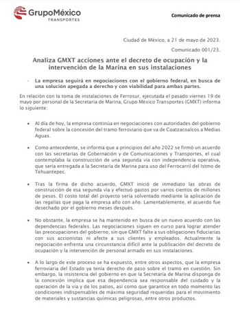 Grupo México dijo que continúa