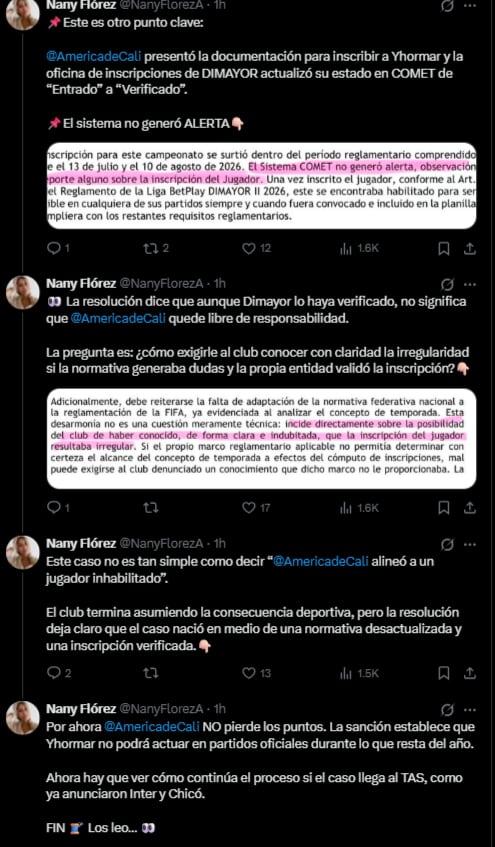 El caso de Yhormar Hurtado abrió una disputa sobre las normas de la FIFA y el reglamento de la Federación Colombiana de Fútbol-crédito @NanyFlorezA/X