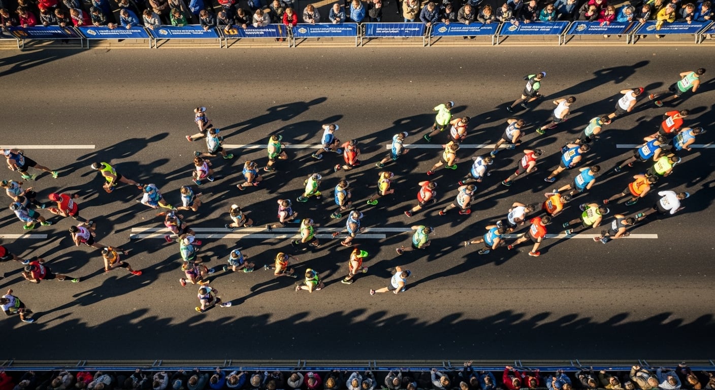 Atletas como Eliud Kipchoge, Sabastian Sawe y Yomif Kejelcha demuestran que la correcta gestión de la resistencia al viento es clave para romper marcas en maratones y distancias largas (Imagen Ilustrativa Infobae)