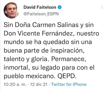 Faitelson reconoció la importancia de Vicente Fernández y Carmen Salinas (Foto: Captura Twitter)