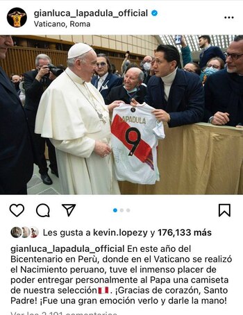 Gianluca Lapadula en Instagram tras