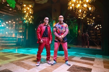 Fotografía cedida por Óscar Mena donde aparece el dúo conformado por Wisin (d) y Yandel. EFE/ Óscar Mena