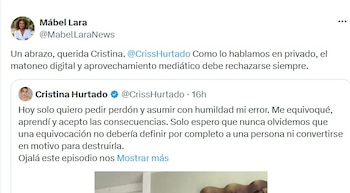 Mabel Lara respaldo a Cristina Hurtado luego de polémica con un hincha de República Democrática del Congo - crédito @MabelLaraNews/X