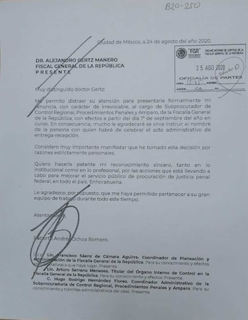 El subprocurador Ochoa Romero agradeció