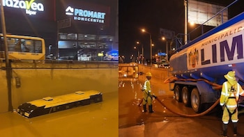 Emergencia en Villa María del Triunfo: bus atrapado bajo el agua y suspensión de clases| Foto: Difusión