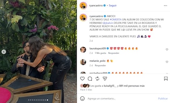 La fotografía de la actriz y el cantante desató reacciones encendidas en las redes sociales, especulando si hubo o no hubo beso - crédito @ryancastro/Instagram