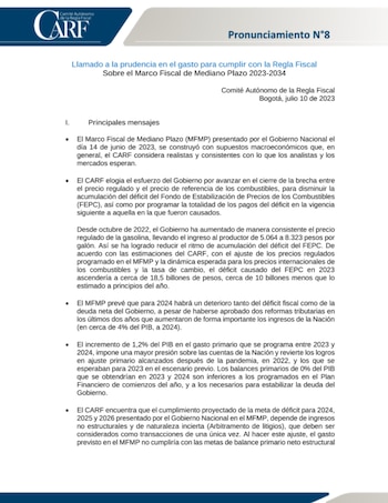 El Carf pidió en varias oportunidades al Gobierno Petro que tuviera prudencia en el gasto - crédito Carf