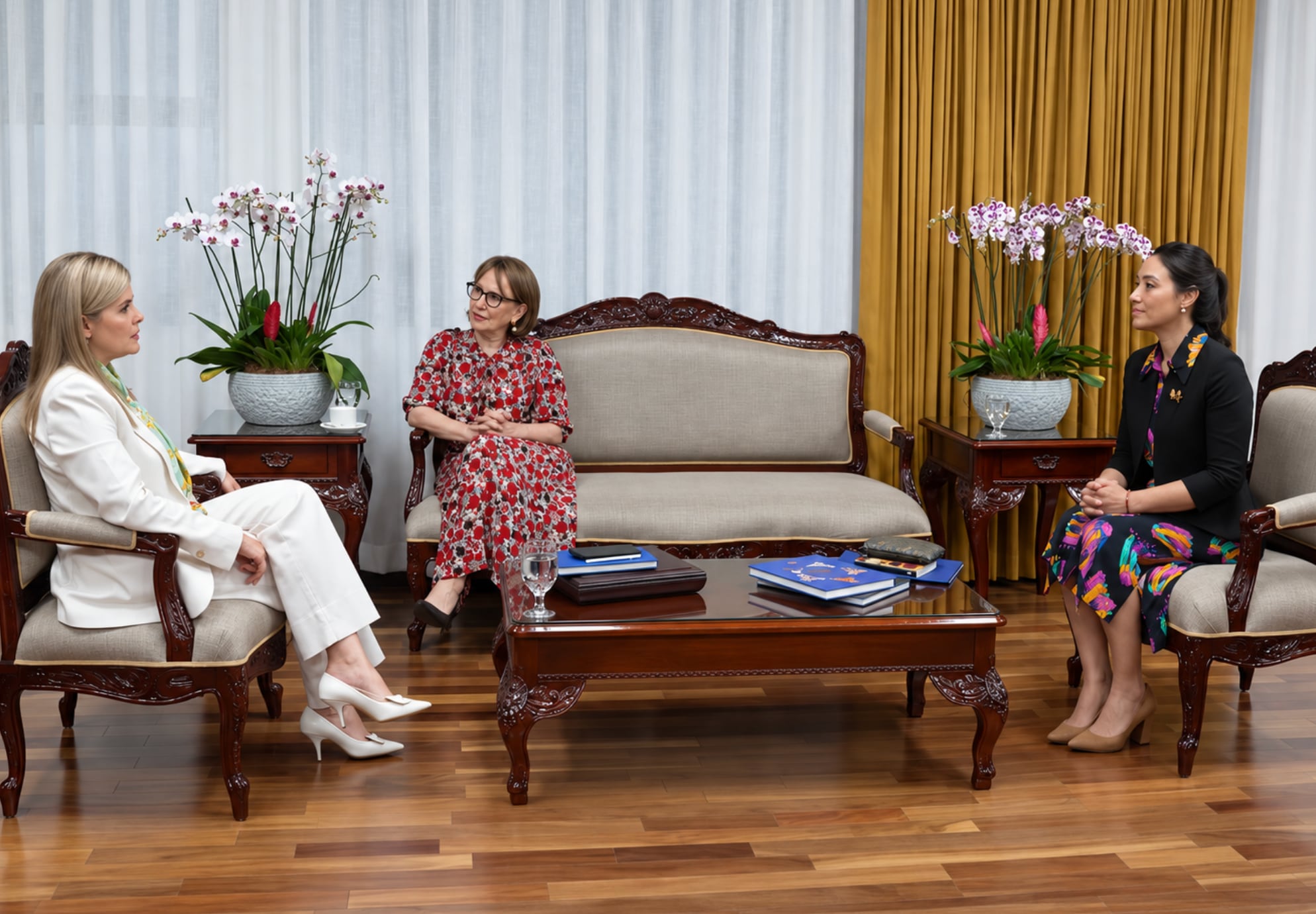 En el encuentro en Casa Presidencial también estuvo presente Ana Elena Pinto, canciller de Costa Rica. Crédito: Captura video Presidencia de la República