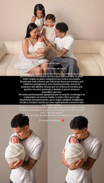 El mensaje estuvo acompañado por una tierna imagen en la que se ve al futbolista disfrutando de su rol como padre - crédito Gera Ponce / Instagram