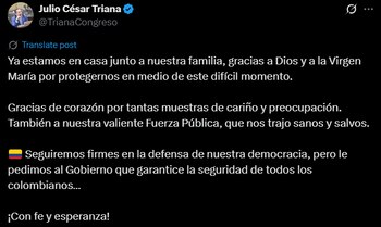 Julio César Triana llegó sano