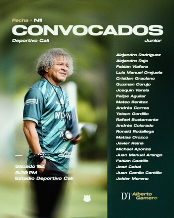 Este es el grupo de futbolistas que tendrá Alberto Gamero en su debut con Cali-crédito @AsoDeporCali/X