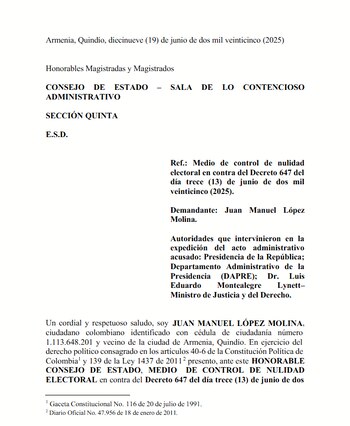 La demanda presentada por Juan