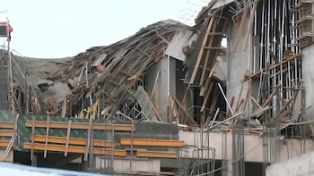 Colapso de techo durante obras de construcción del colegio Politécnico de Huancayo deja cuatro trabajadores heridos