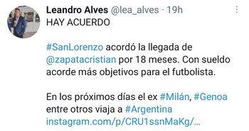 Cristian Zapata pone fin a