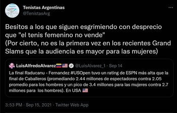 Desde la cuenta de tenistas