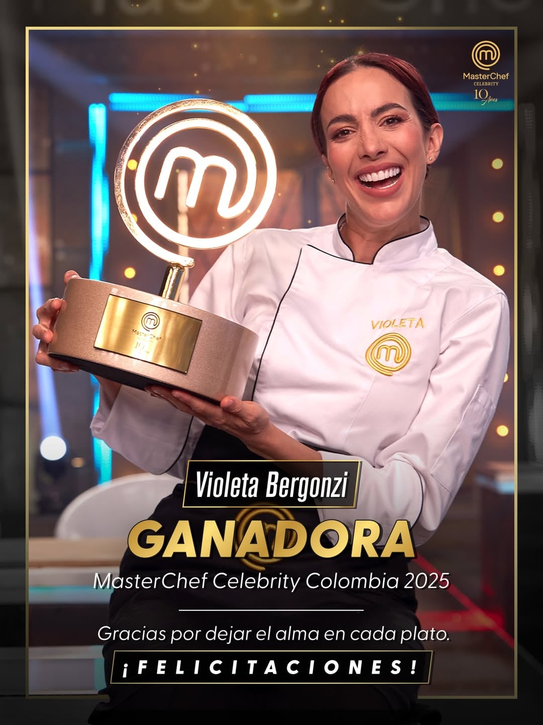 La presentadora se llevó la victoria en el reality de cocina en 2025 tras conquistar a los jurados con sus tres preparaciones - crédito @masterchefcelebrityco/ Instagram