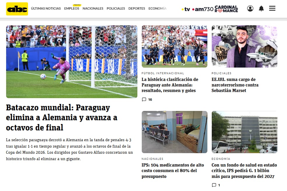 ABC Digital, Versus Paraguay y Última Hora cubrieron en tiempo real la victoria de la Albirroja en los dieciseisavos de final del Mundial 2026