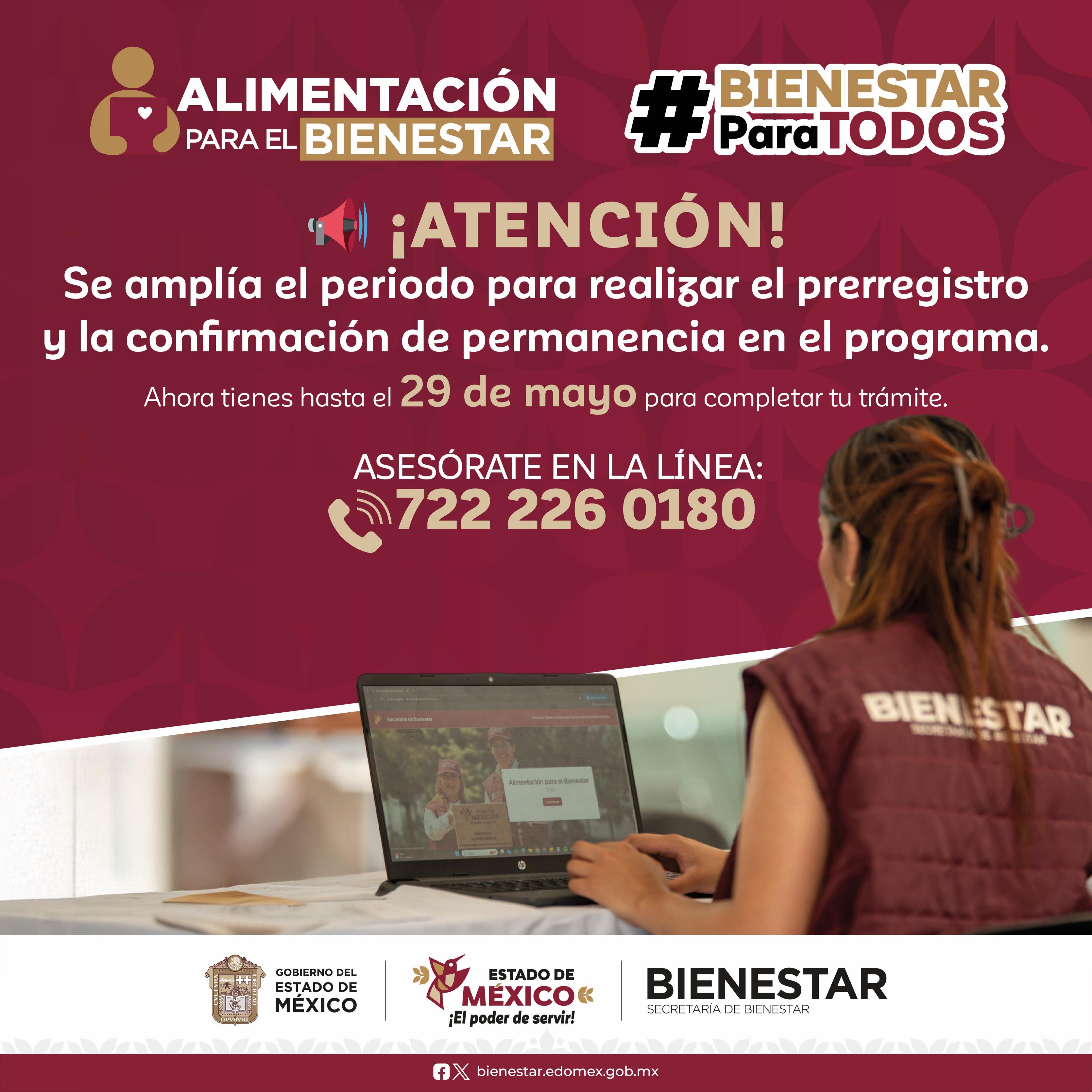 La Secretaria de Bienestar del Estado de México dio a conocer a través de sus redes sociales que se ampliará el periodo para realizar el prerregistro y la confirmación de permanencia del programa (X@BienestarEdoMx)
