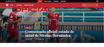 La "Mechita" informó sobre el estado de salud del defensor Nicolás Hernández tras sufrir un susto al caerse un árbol encima de su carro en la capital vallecaucana-crédito América de Cali