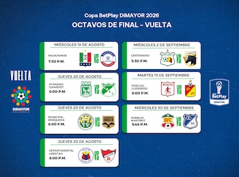 La Dimayor confirmó el calendario de los octavos de final de la Copa BetPlay 2026 con partidos de ida y vuelta ya programados-crédito Dimayor