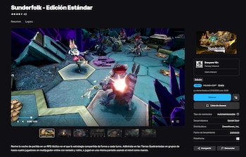 Captura de pantalla del videojuego Sunderfolk con personajes fantásticos combatiendo en un mapa hexagonal, rodeados de monedas de oro y cristales púrpuras